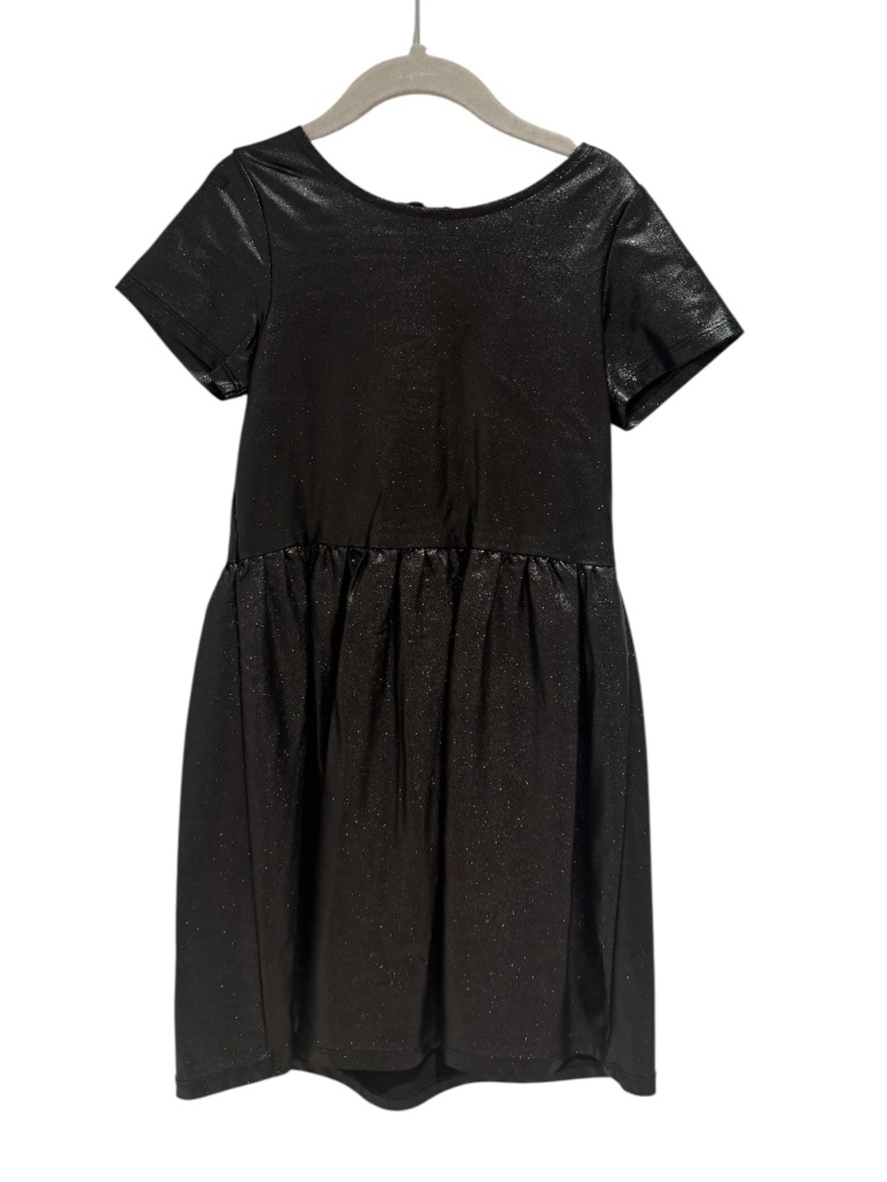 APPAMAN black faux leather with rainbow sparkle short sleeve dress - size 6